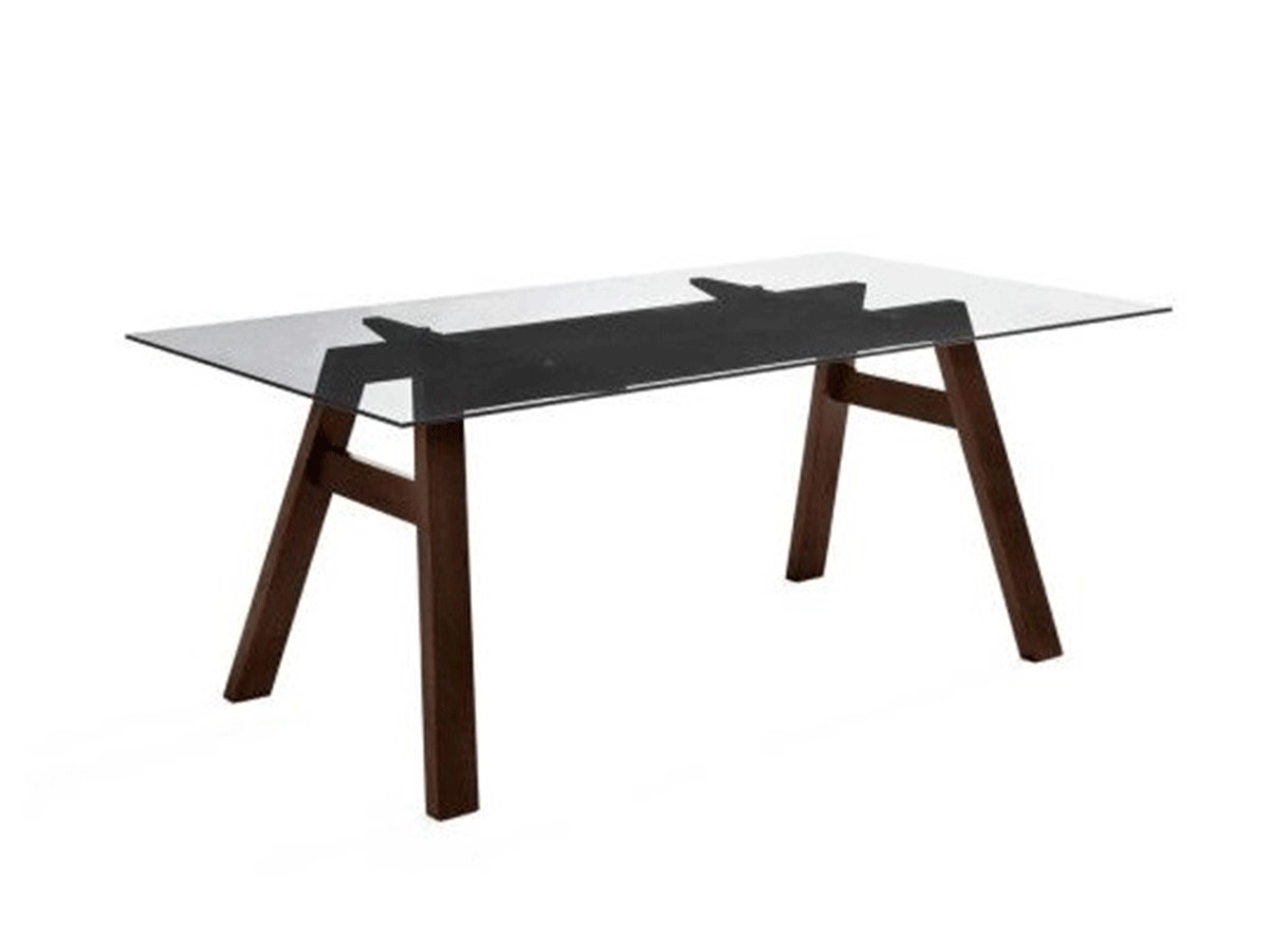 Table NORMA 180 x 75 x 90 cm bois massif Wenge et verre
