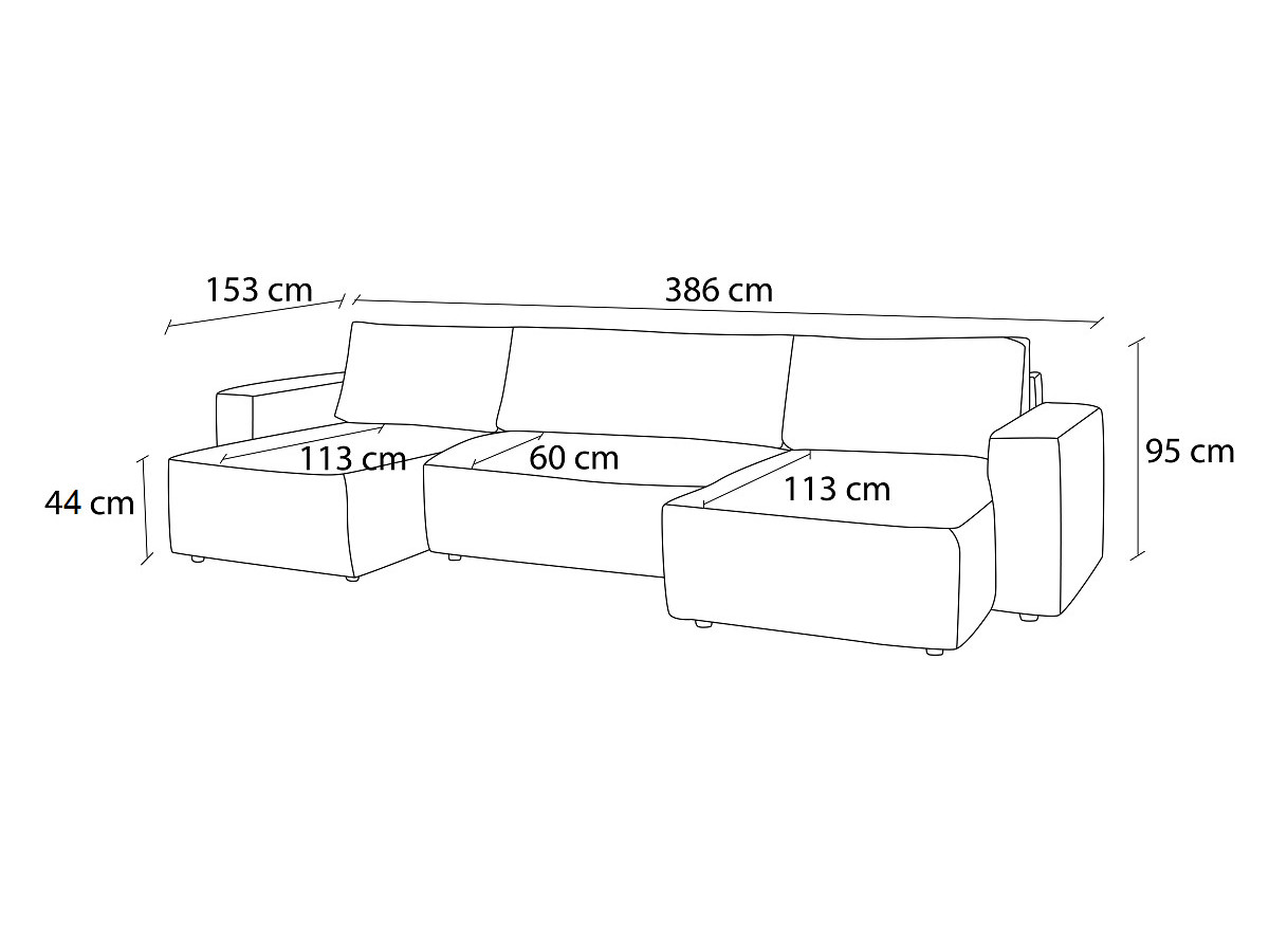 Canapé panoramique convertible coffre NIHAD Tissu