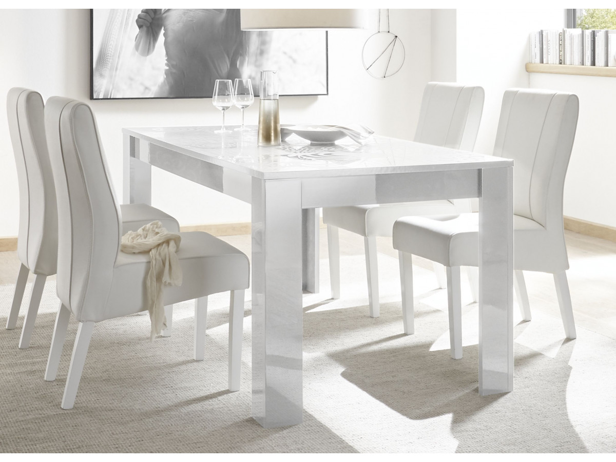 Table 180x90cm Serle blanc laqué brillant