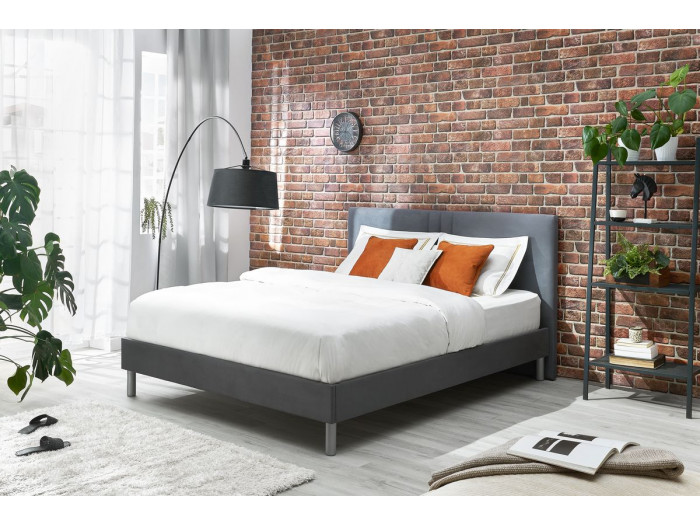 Rama łóżka Kerry z listwami z litego drewna i nóżkami z aluminium 140 x 190 cm
