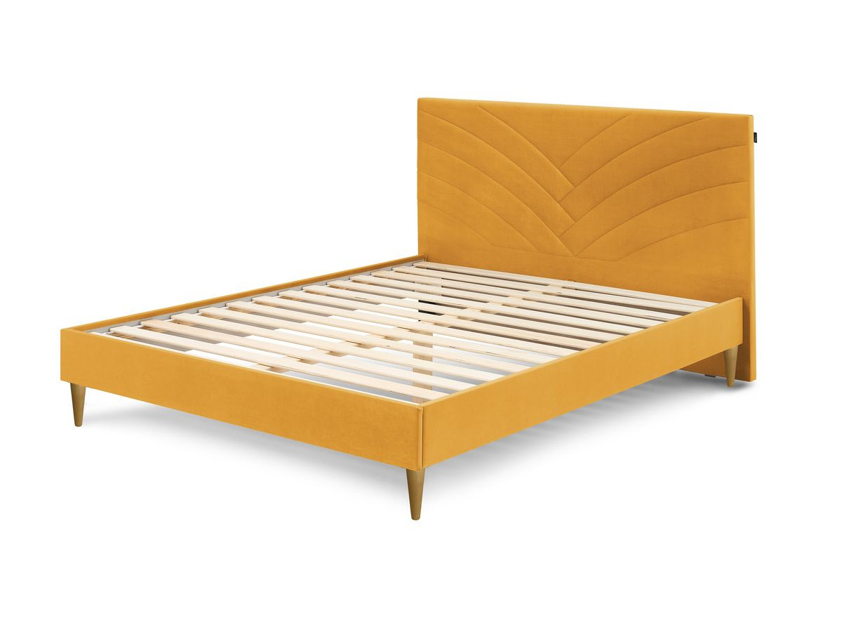 Rama łóżka VELVET z listwami z litego drewna i nóżkami z drewna naturalnego 180 x 200 cm