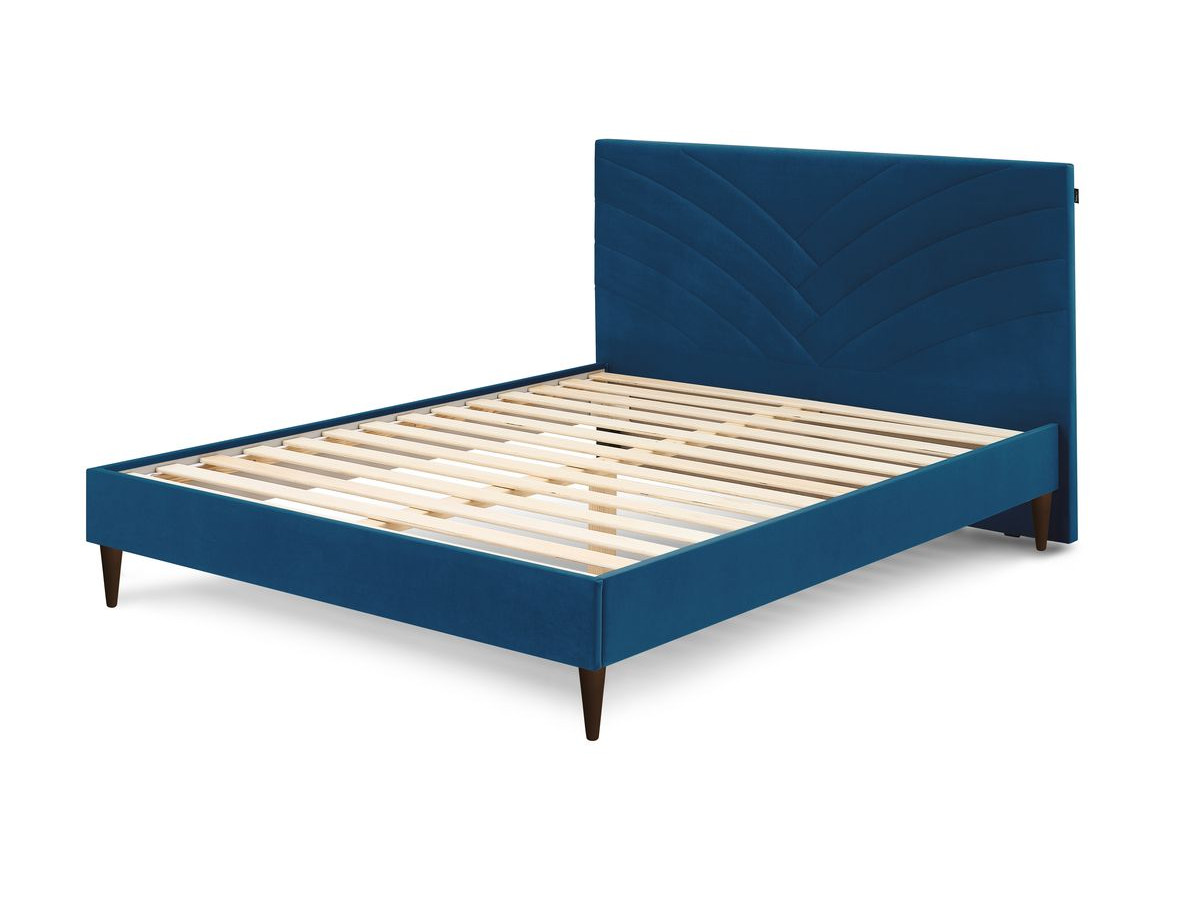Rama łóżka VELVET z listwami z litego drewna i nóżkami z drewna wenge 140 x 190 cm