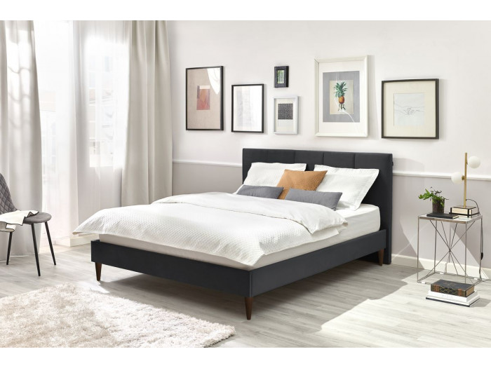 Rama łóżka VIVARA z listwami z litego drewna i nóżkami z drewna wenge 140 x 190 cm