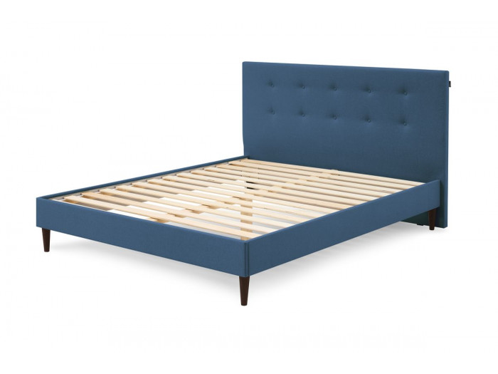 Rama łóżka RORY z listwami z litego drewna i nóżkami z drewna wenge 160 x 200 cm