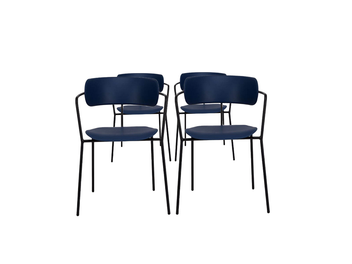 Lot de 4 fauteuils de table FONTI Bleu navy