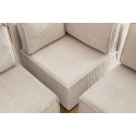 Canapé panoramique fixe 100% modulable NIHAD tissu velours côtelé 3 chauffeuses, 1 angle, 1 méridienne et 2 poufs