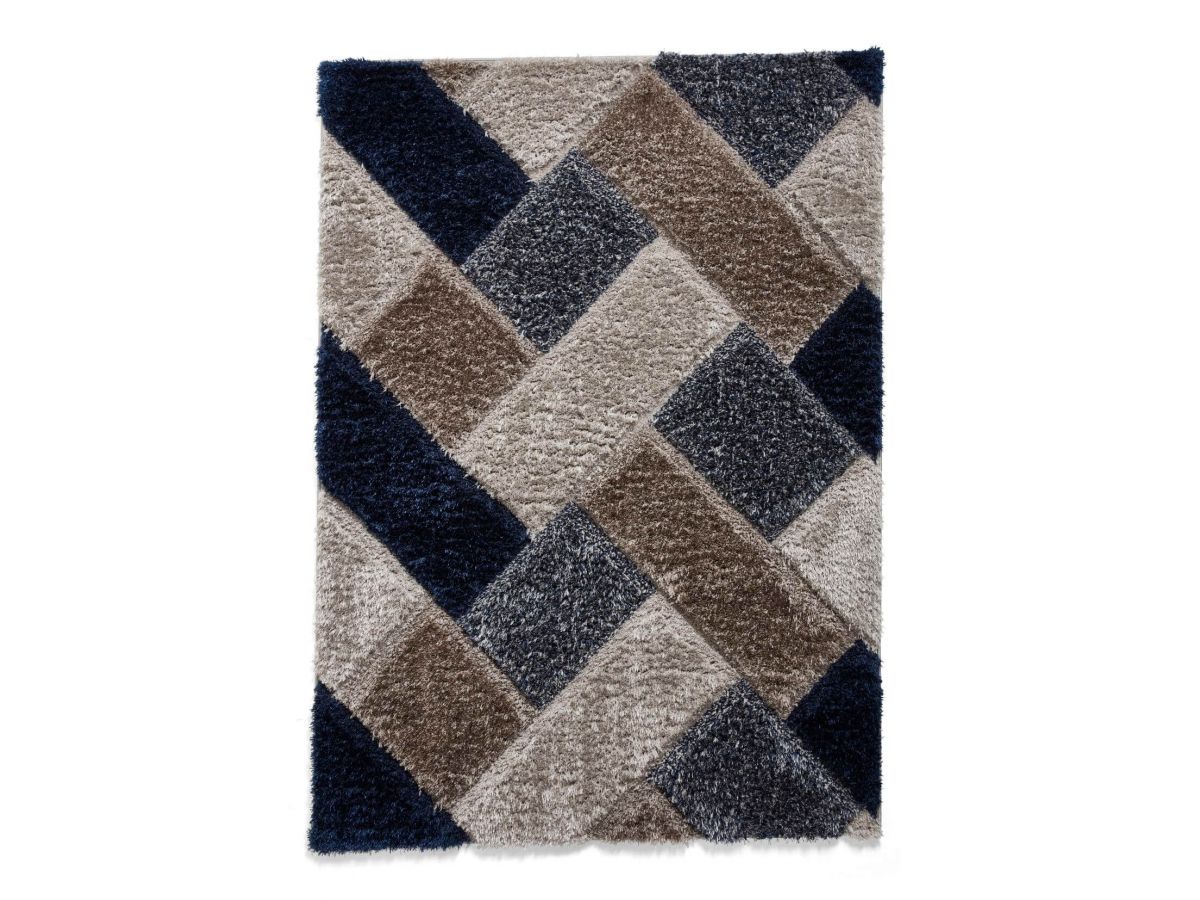 Tapis poil shaggy rectangulaire AMANDA motif graphique