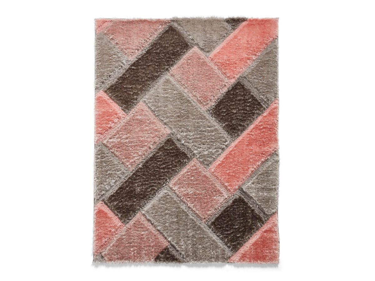 Tapis poil shaggy rectangulaire AMANDA motif graphique