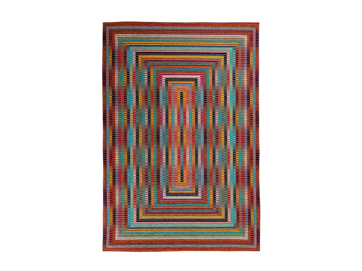 Tapis poil court rectangulaire CARRIA motif rayures multicolor