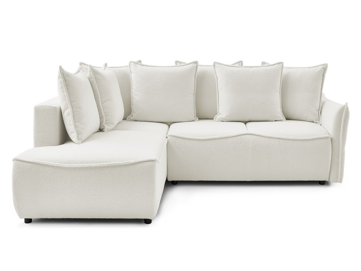 Canapé d'angle L convertible LEON tissu bouclette