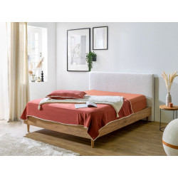 Łóżko 160 x 200 LOVELY z pełnymi listwami i tkaniną bouclette