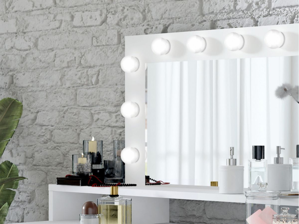 Meuble coiffeuse avec miroir et 3 tiroirs LUCIA blanc