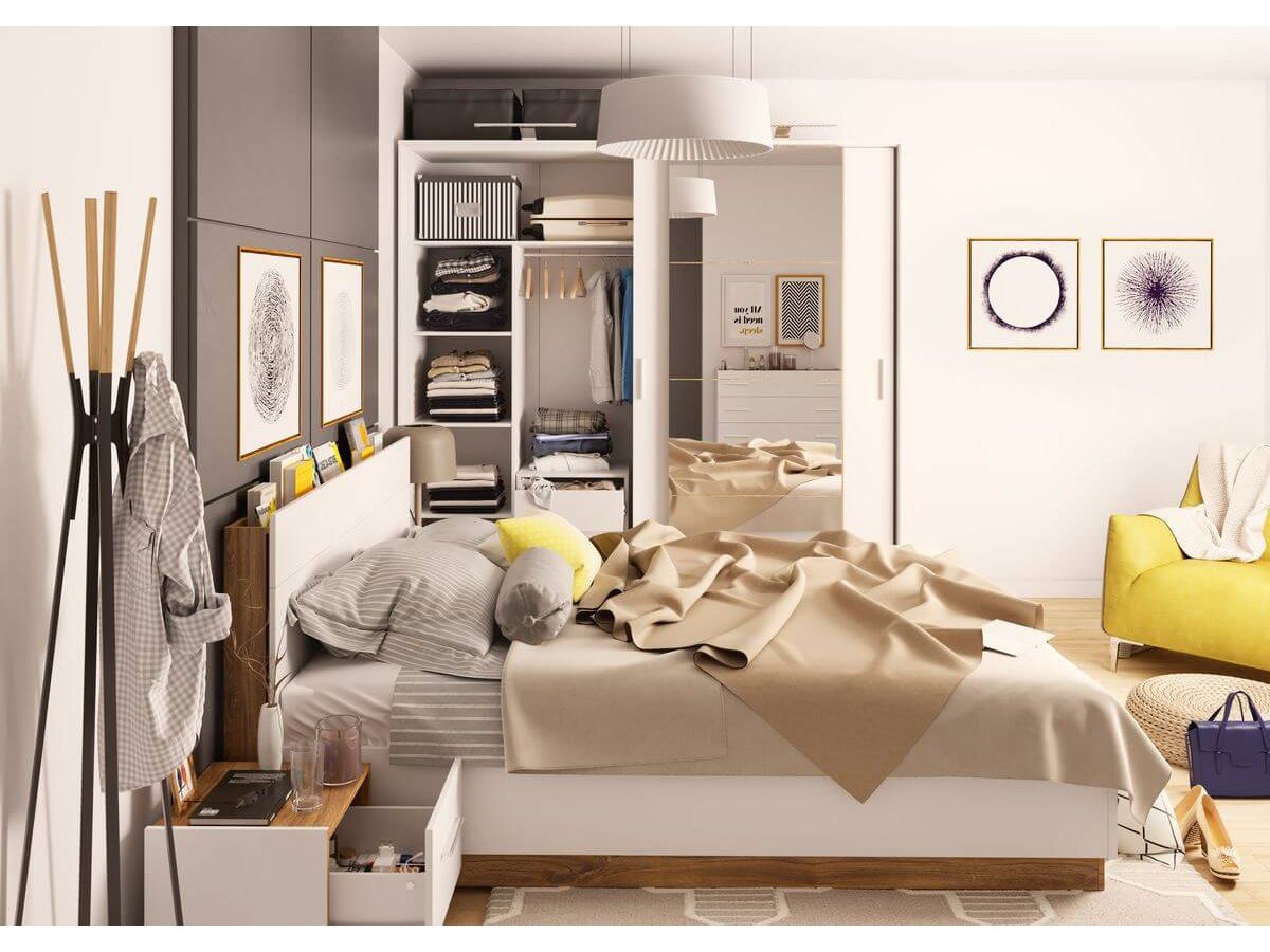Chambre complète avec lit coffre, armoire, commode et deux chevets ZENITA
