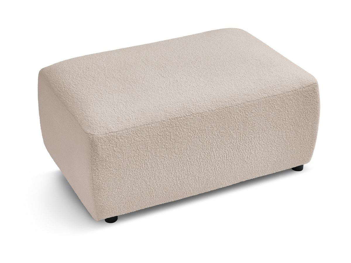 Canapé d'angle convertible réversible coffre tablette ENVY tissu bouclette avec pouf rectangulaire