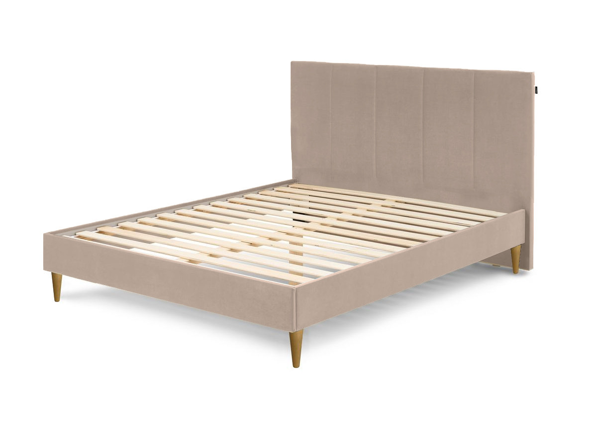 Rama łóżka VIVARA z listwami z litego drewna i nóżkami z drewna naturalnego 140 x 190 cm