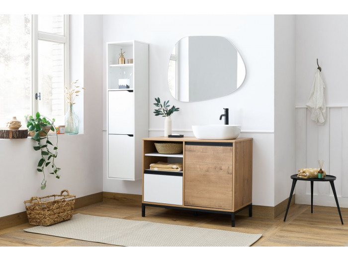 Ensemble de salle de bain 100cm SOPHIE avec colonne blanche
