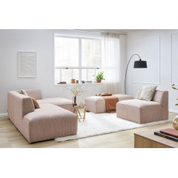 MEGEVE modułowa sofa narożna w sztruksie z 1 fotelem i 1 podnóżkiem
