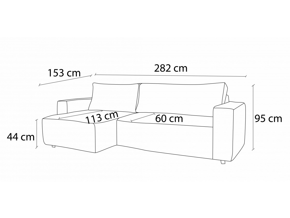 Canapé d'angle convertible réversible coffre NIHAD tissu