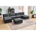 Canapé panoramique fixe 100% modulable PARIS tissu avec 2 chauffeuses, 2 méridiennes, 1 pouf