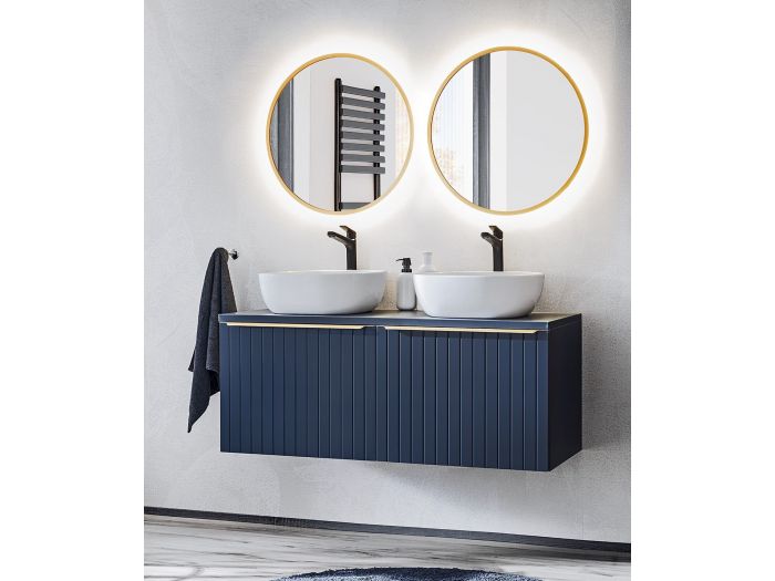 Meuble de salle de bain 120 cm PHARA bleu et or