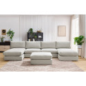 Canapé panoramique fixe 100% modulable PARIS tissu avec 2 chauffeuses, 2 méridiennes, 1 pouf