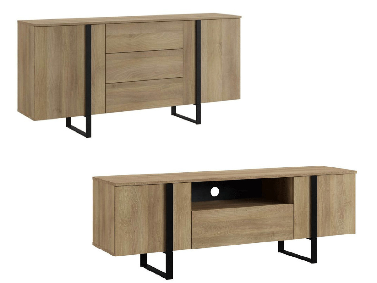 Ensemble ZAMBIA avec Meuble TV 160 cm + Buffet 2 portes 180 cm