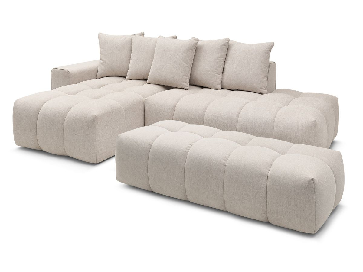 Canapé d'angle fixe MONT-BLANC tissu avec pouf | BOBOCHIC®