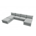 Canapé panoramique fixe 100% modulable PARIS tissu avec 2 chauffeuses, 2 méridiennes, 1 pouf