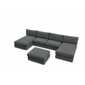 Canapé panoramique fixe 100% modulable PARIS tissu avec 2 chauffeuses, 2 méridiennes, 1 pouf