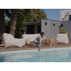Modułowa sofa ogrodowa RIVIERA z 1 siedziskiem pojedynczym, 1 siedziskiem podwójnym i 1 szezlongiem