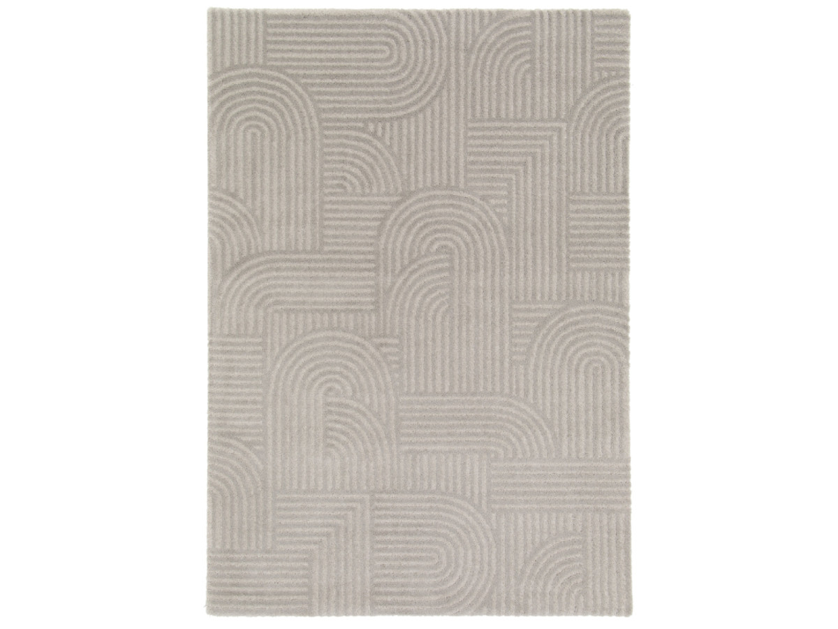 Bobochic tapis poils ras laure motif abstrait gris foncé 200x290 - Conforama