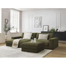 Sofa narożna LEONARD z teksturowaną tkaniną i podnóżkiem