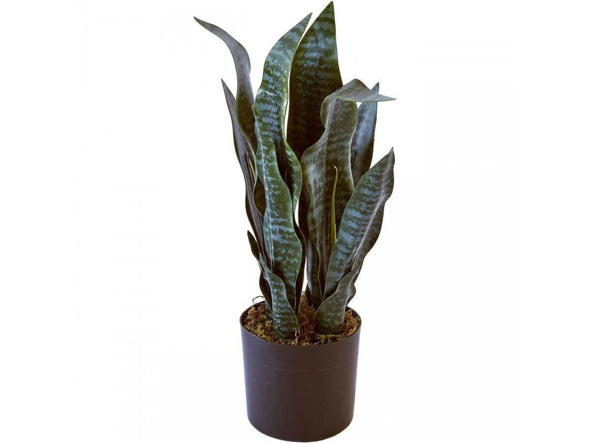 Plante artificielle en polyethylène a 12 feuilles et son pot noir Olla1
