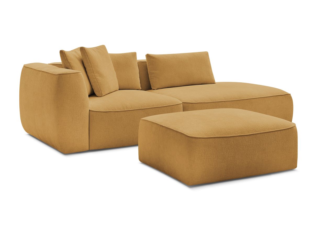 Canapé droit fixe 3 places LEOPOLD tissu texturé avec pouf