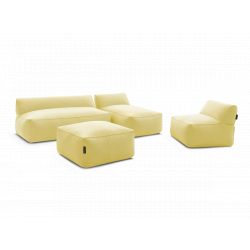 Modułowa sofa ogrodowa RIVIERA z 1 siedziskiem pojedynczym, 1 siedziskiem podwójnym, 1 szezlongiem i 1 podnóżkiem