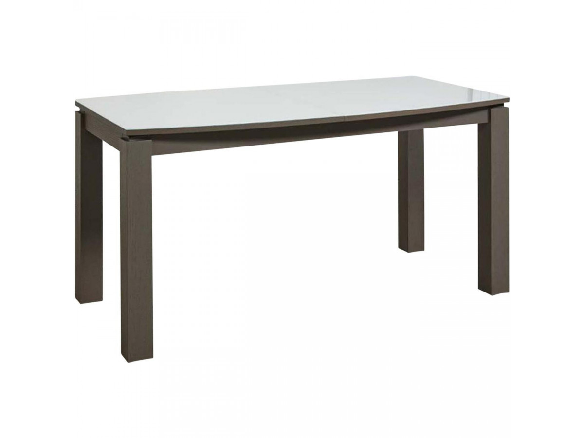 Table extensible 180 à 240 cm NIILO Verre Blanc et Taupe