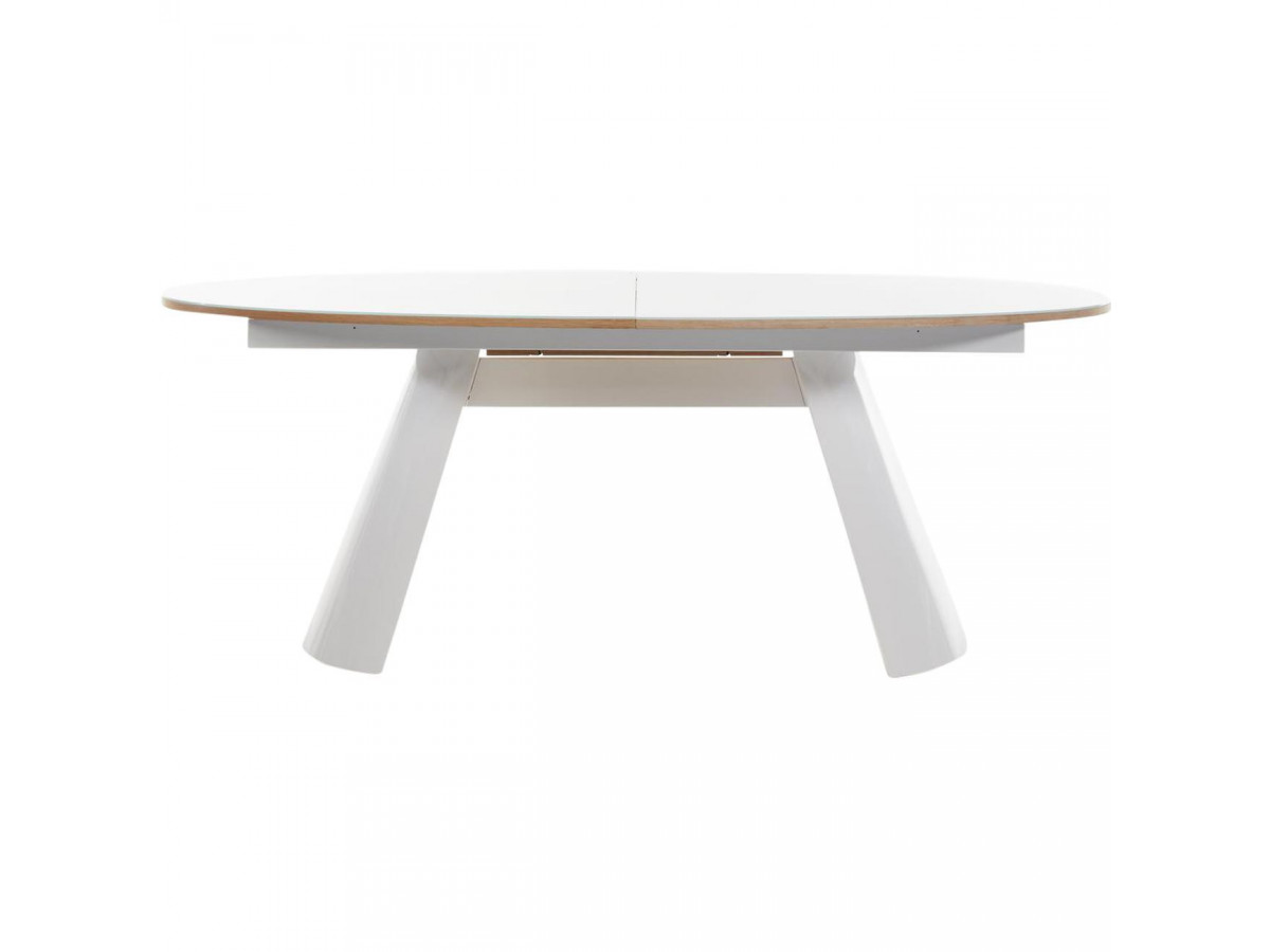 Table Ovale extensible 200/260 cm CALVIN Bois chêne et Blanc