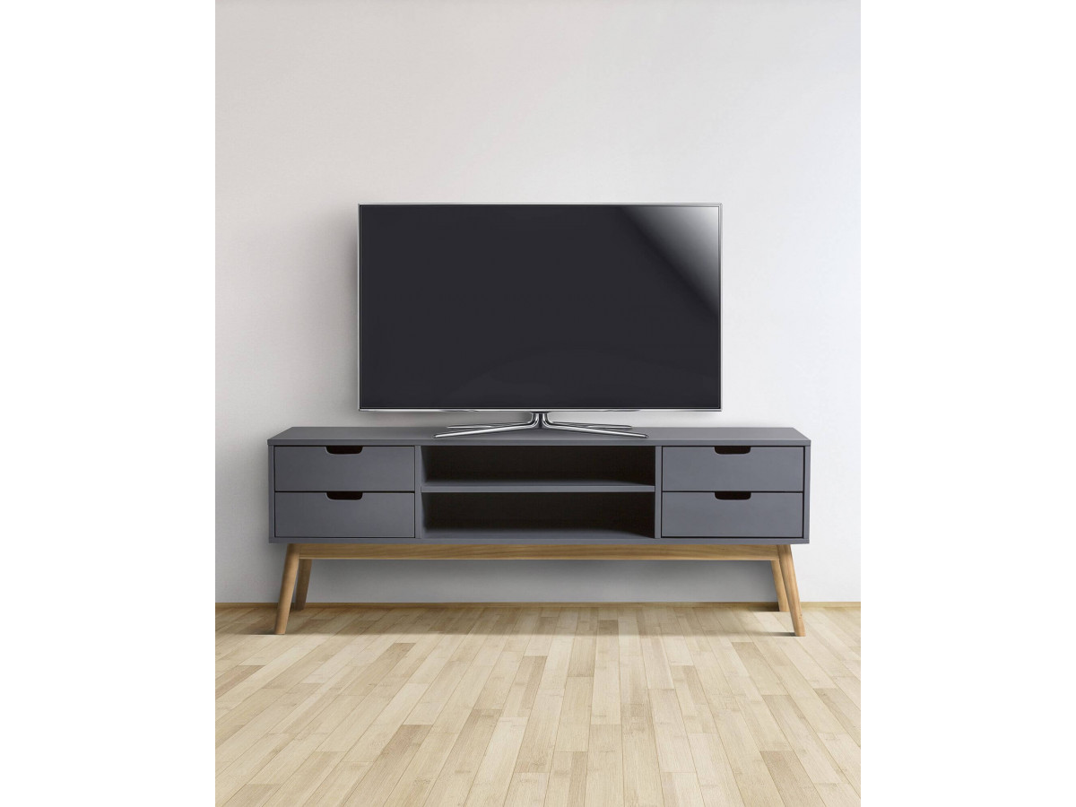 meuble tele gris bois