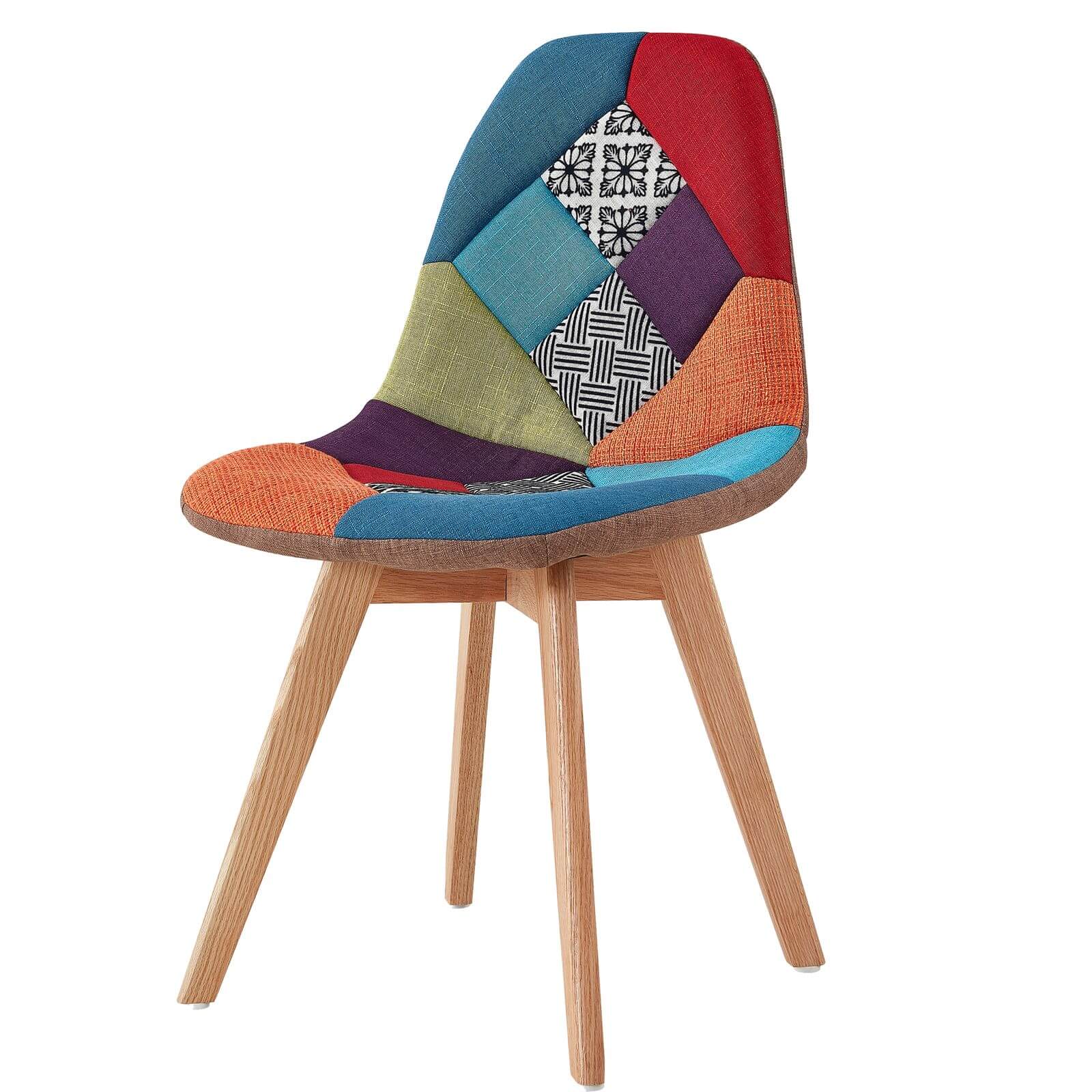 Chaise en tissu patchwork multicolore n°2 MARIUS Chaise en tissu patchwork multicolore n°2 MARIUS