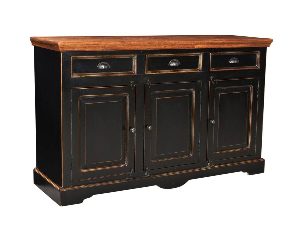 Buffet 150 cm SICILIA bois massif noir | BOBOCHIC