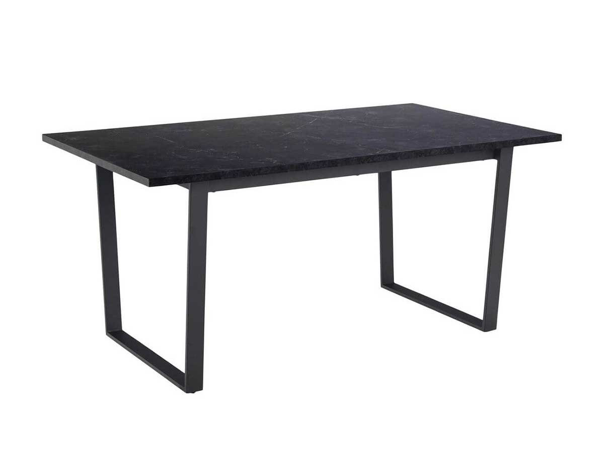 Table à manger 160 cm AMBRE imprimé marbre noir