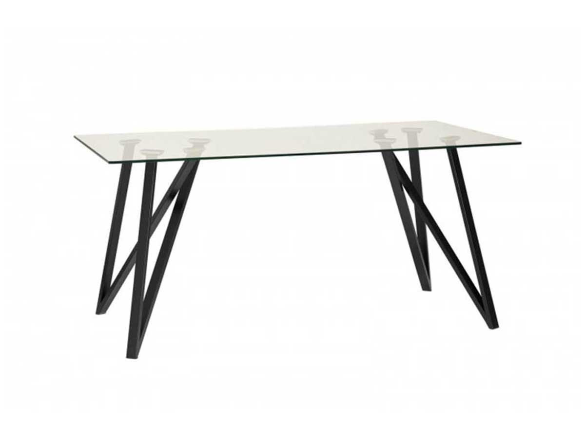 Table 160 cm YORK Verre trempé et Métal Noir